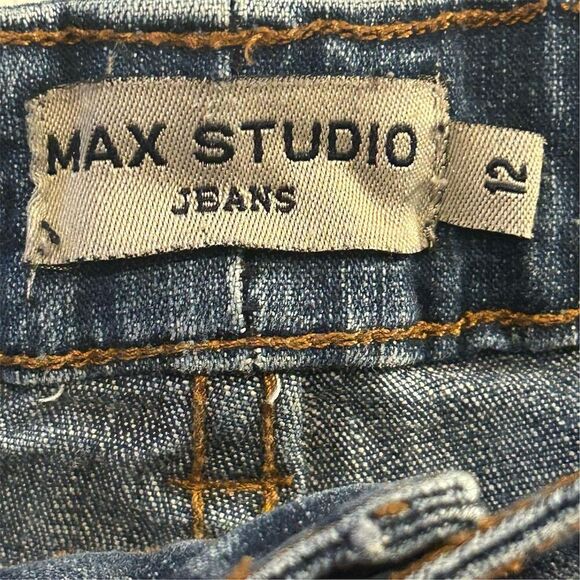Max Studio Women's Ankle Jeans Size 12 Blue Dark Wash Cuffed Hem - Picture 10 of 15